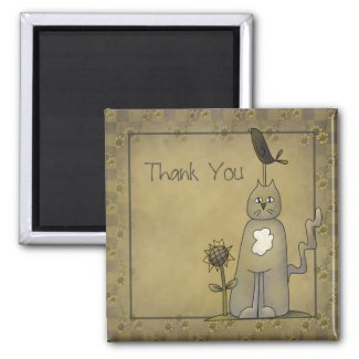 Crows Knows · Crow & Cat Thank You Magnet magnet
