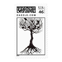 crows on tree postage