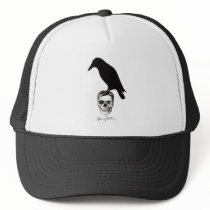 skull, crow, goth, dark, poe, spells, unpleasant person, allegory, disagreeable person, symbol, psychological condition, death, pitch blackness, culture, dimout, Death (personification), brownout, psychological state, total darkness, mental condition, corvine bird, lightlessness, corvus brachyrhyncos, mental state, edgar allan poe, american crow, boor, semidarkness, tike, churl, captivation, tyke, blackness, fascination, blackout, possession, barbarian, enchantment, peasant, illumination, Trucker Hat with custom graphic design