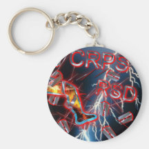 CRPS/RSD Blue Lightning Razor Blades & Needles Keychain