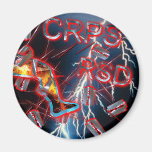 CRPS/RSD Blue Lightning Razor Blades & Needles Refrigerator Magnet