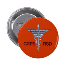 CRPS RSD Medical Alert Silver Asclepius Caduceus Pinback Buttons