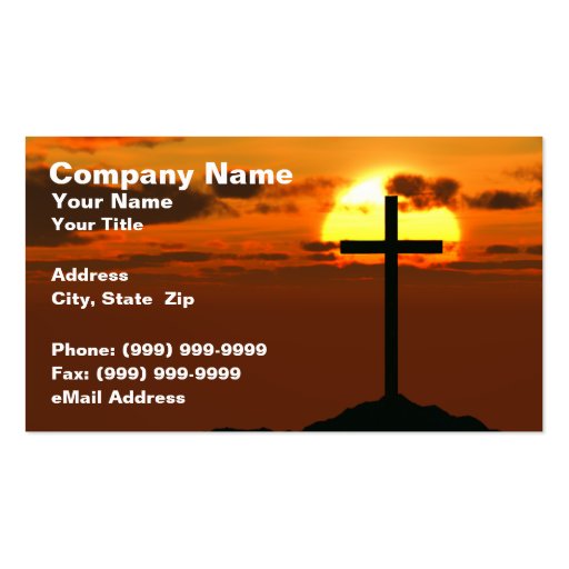 Crucifix on a Hill Against Beautiful Sunset Business Card Template (front side)