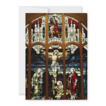 Crucifixion - Jesus on The Cross - Stained Glass Personalized Announcements