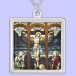 Crucifixion of Jesus stained glass window Necklace necklaces