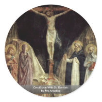 Crucifixion With St. Dominic By Fra Angelico Round Stickers