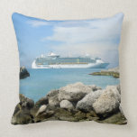 Cruise Ship at CocoCay Throw Pillows