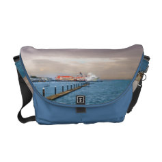 Cruise Ship At The Pier Messenger Bags