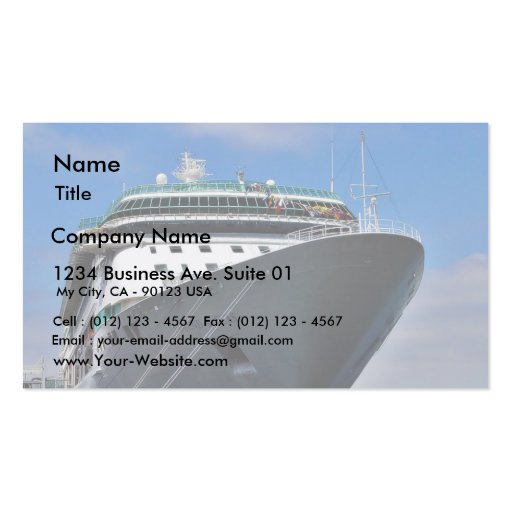 Cruise Ship Business Card Templates (front side)