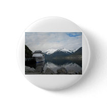 Cruise Ship Docked in Skagway, Alaska Pinback Buttons