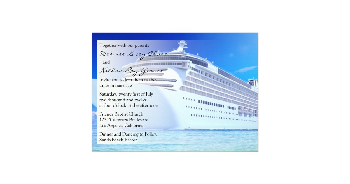 Cruise Ship Wedding Invitation Zazzle