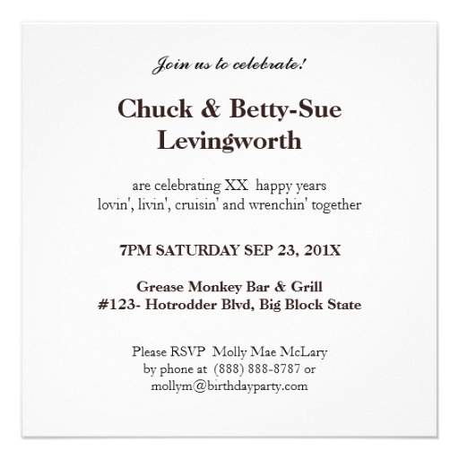 Cruisin Couple Photo Anniversary Party Personalized Invitation