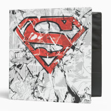 Crumpled Comic Superman Logo 3 Ring Binders