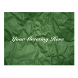 Crumpled Green Paper Texture Empty Postcard
