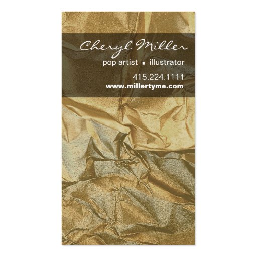 Crumpled Metallic Paper Designer | gold Business Card Templates (front side)