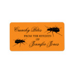 Crunchy bugs beetle Halloween kitchen label