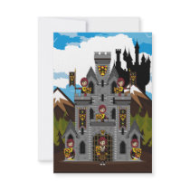 Crusader Knights and Castle RSVP Card Announcement