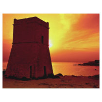 Crusader watch tower in sunset, Ghain Tuffieha Bay Full Color Flyer