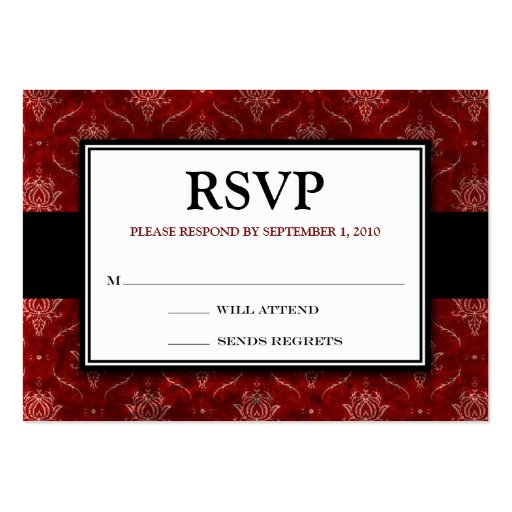 Crushed Red Velvet 3.5x2.5"RSVP Response Card Business Card Templates (front side)