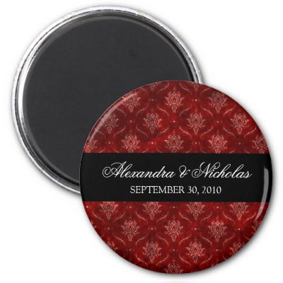 Crushed Red Velvet Wedding Favor Magnet round by TheWeddingShoppe