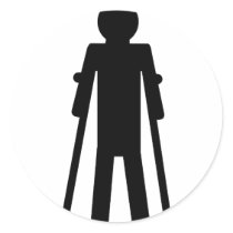 crutches man stickers by Tomaniac crutches man stickers