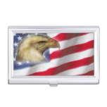 Crying Eagle & American Flag red white blue Business Card Holder