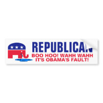 Crying Elephant - Boo Hoo It's Obama's Fault! Bumper Stickers