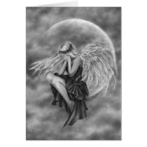 Crying Moon Angel Greeting Card cards