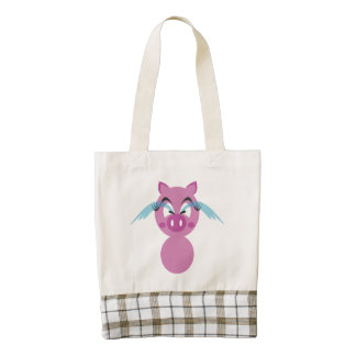 Crying pig cartoon zazzle HEART tote bag