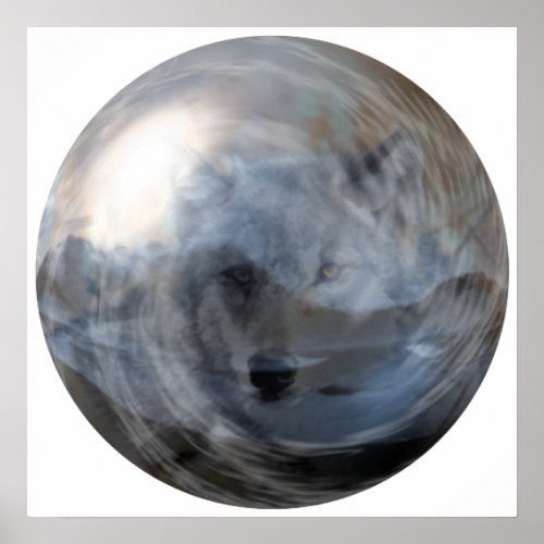 Crystal Ball Wolf Poster print