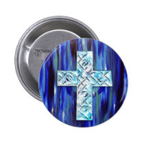 Crystal Blue Cross II buttons