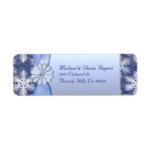 Crystal Blue Snowflake Celebration Custom Return Address Label