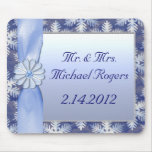 Crystal Blue Snowflake Celebration Mousepad