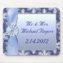Crystal Blue Snowflake Celebration Mousepad