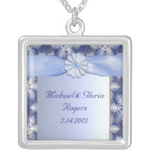 Crystal Blue Snowflake Celebration Necklaces