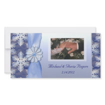 Crystal Blue Snowflake Celebration Photo Card