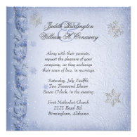 Crystal Blue Snowflakes Winter Wedding Invitation
