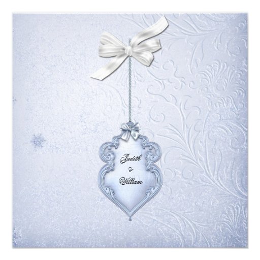 Crystal Blue Snowflakes Winter Wedding Invitation