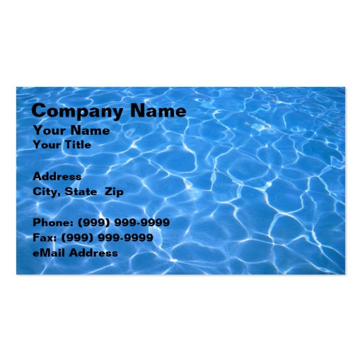 Crystal Clear Blue Water Business Cards (front side)