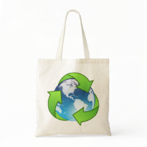 Crystal earth globe recycle icon tote bags