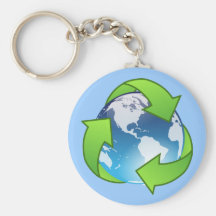 Crystal earth globe recycle icon key chain