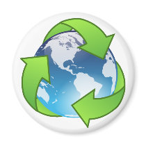 Crystal earth globe recycle icon refrigerator magnet