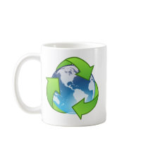 Crystal earth globe recycle icon mugs