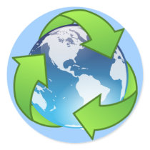Crystal earth globe recycle icon round sticker