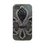 CRYSTAL FLEUR DE LIS ON LEATHER LOOK PRINT TOUGH IPHONE 4 CASES