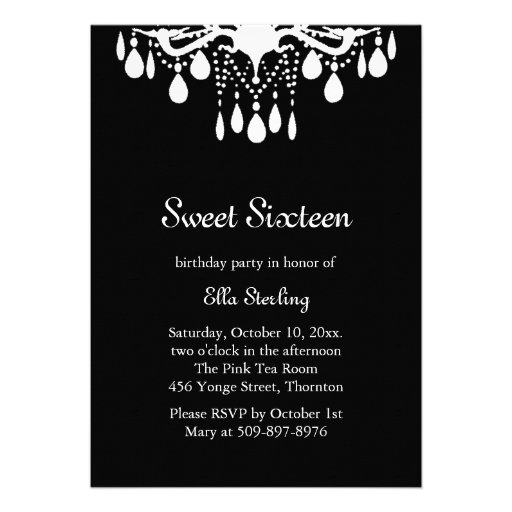 Crystal Grand Ballroom Birthday Invitation (black)