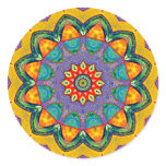 "Crystal Mandala Quilt" Round Sticker