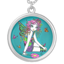 crystal, rainbow, fairy, candy, cute, flower, butterfly, faery, faerie, fae, faeries, fairies, pixie, big, eyed, myka, jelina, fantasy, mika, kids, children, party, Necklace with custom graphic design