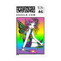 "Crystal" Rainbow Candy Fairy Art Postage stamps