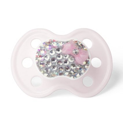 Crystal Rhinestone With Classy Bow Pacifier